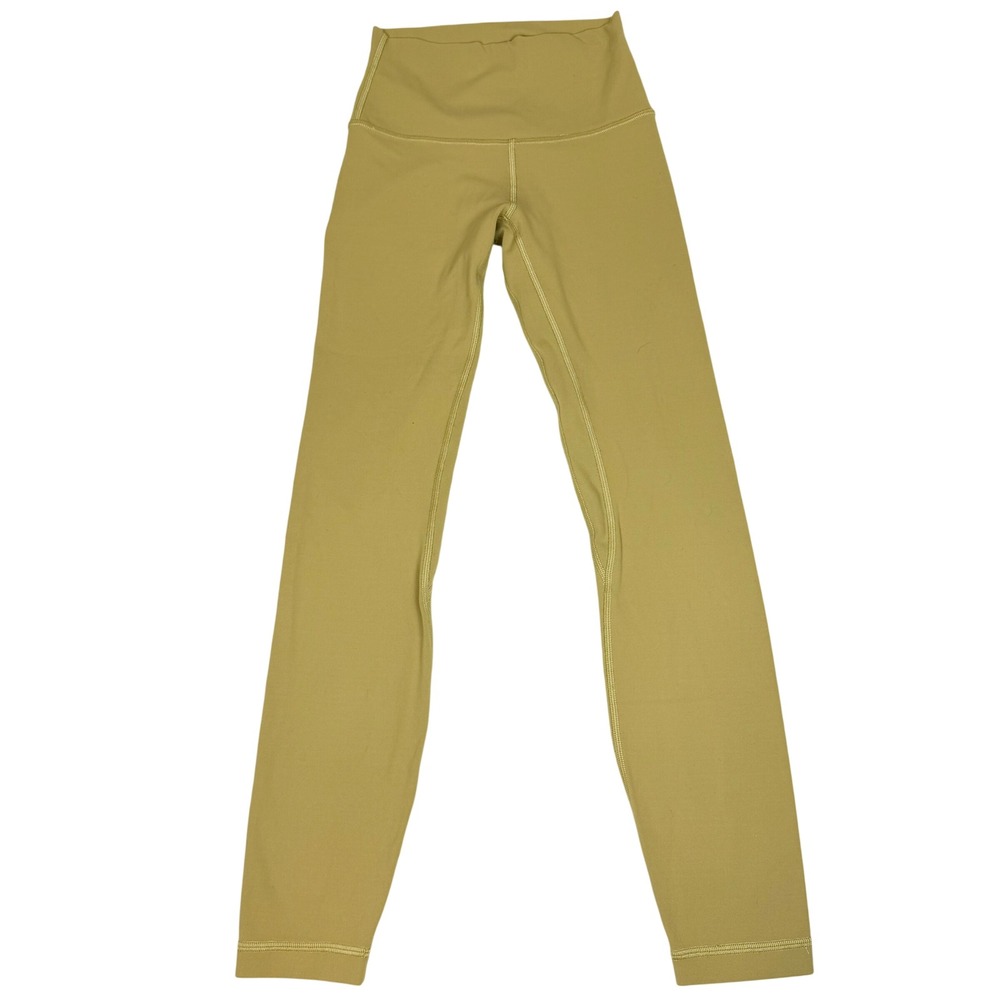 Lululemon Align High Rise Full Length Leggings Mustard Bronze Green Nulu Pants 2